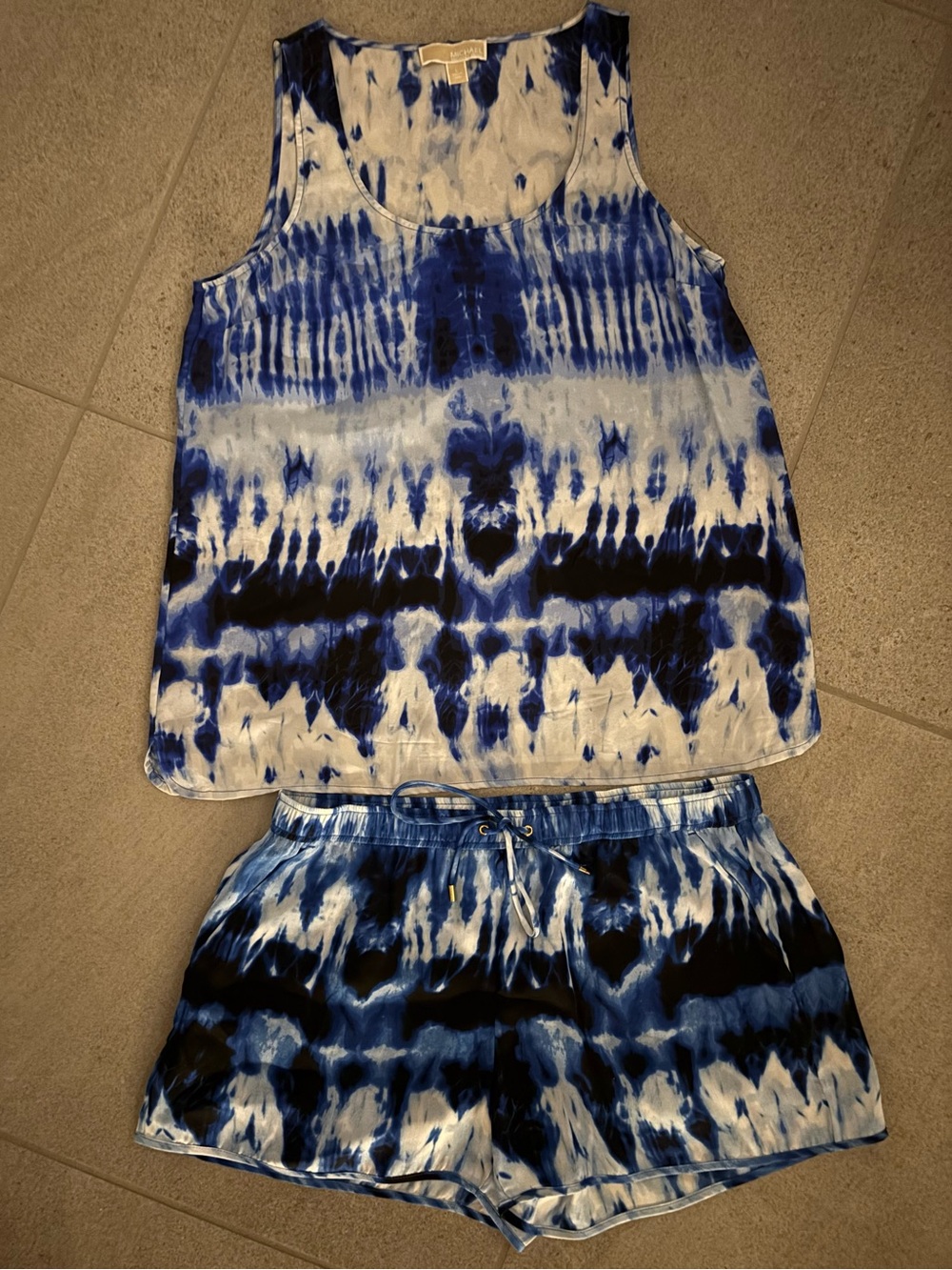 MICHAEL Michael Kors Two Piece Tie Dye Shibori Set Royal Blue Navy White Lounge